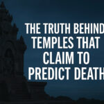 Ancient temple under a dark sky with the title: The Truth Behind Temples That Claim to Predict Death